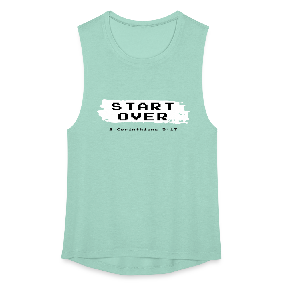 Start Over Women's Flowy Muscle Tank by Bella - dusty mint blue