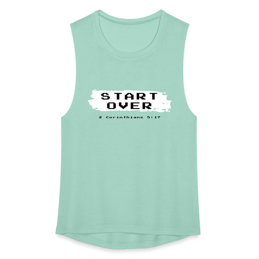 Start Over Women's Flowy Muscle Tank by Bella - dusty mint blue