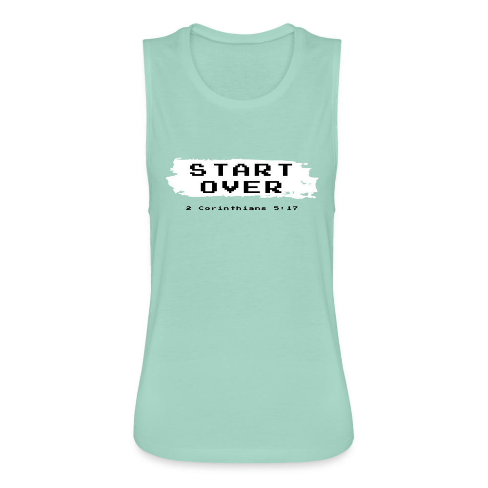 Start Over Women's Flowy Muscle Tank by Bella - dusty mint blue