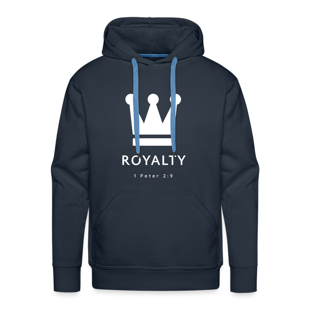 Be Royalty White Logo Men’s Premium Hoodie - navy