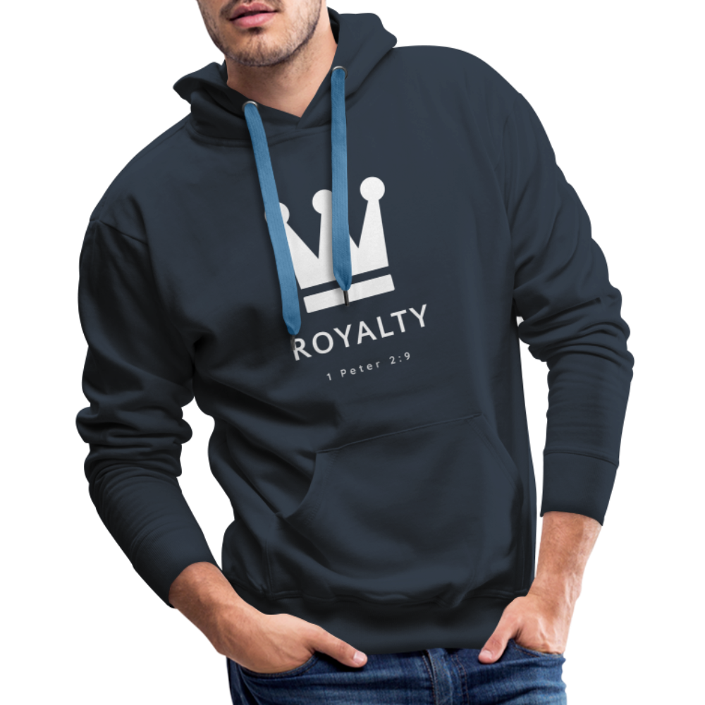 Be Royalty White Logo Men’s Premium Hoodie - navy