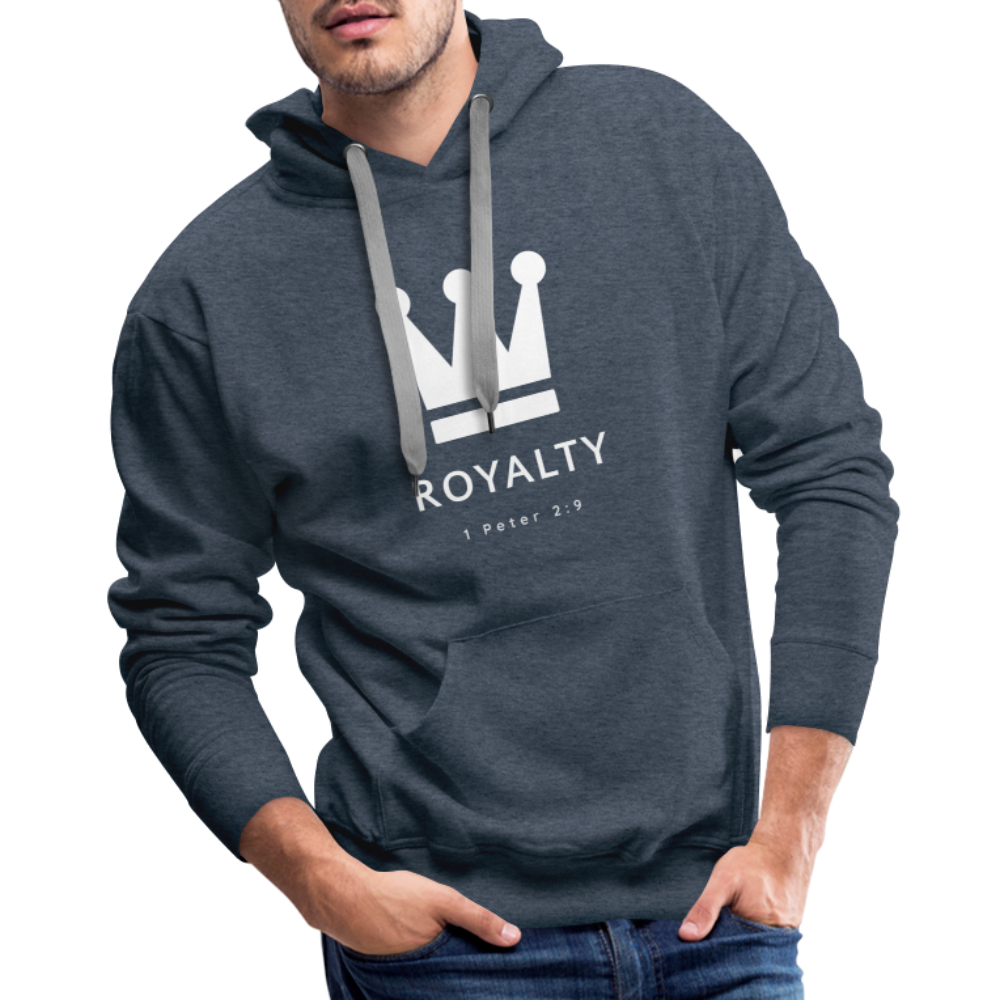 Be Royalty White Logo Men’s Premium Hoodie - heather denim