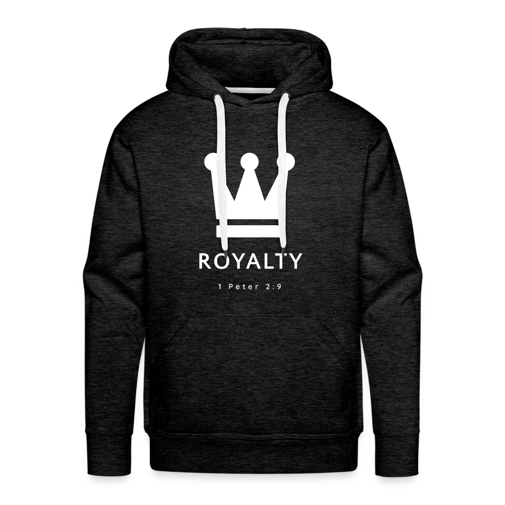 Be Royalty White Logo Men’s Premium Hoodie - charcoal grey