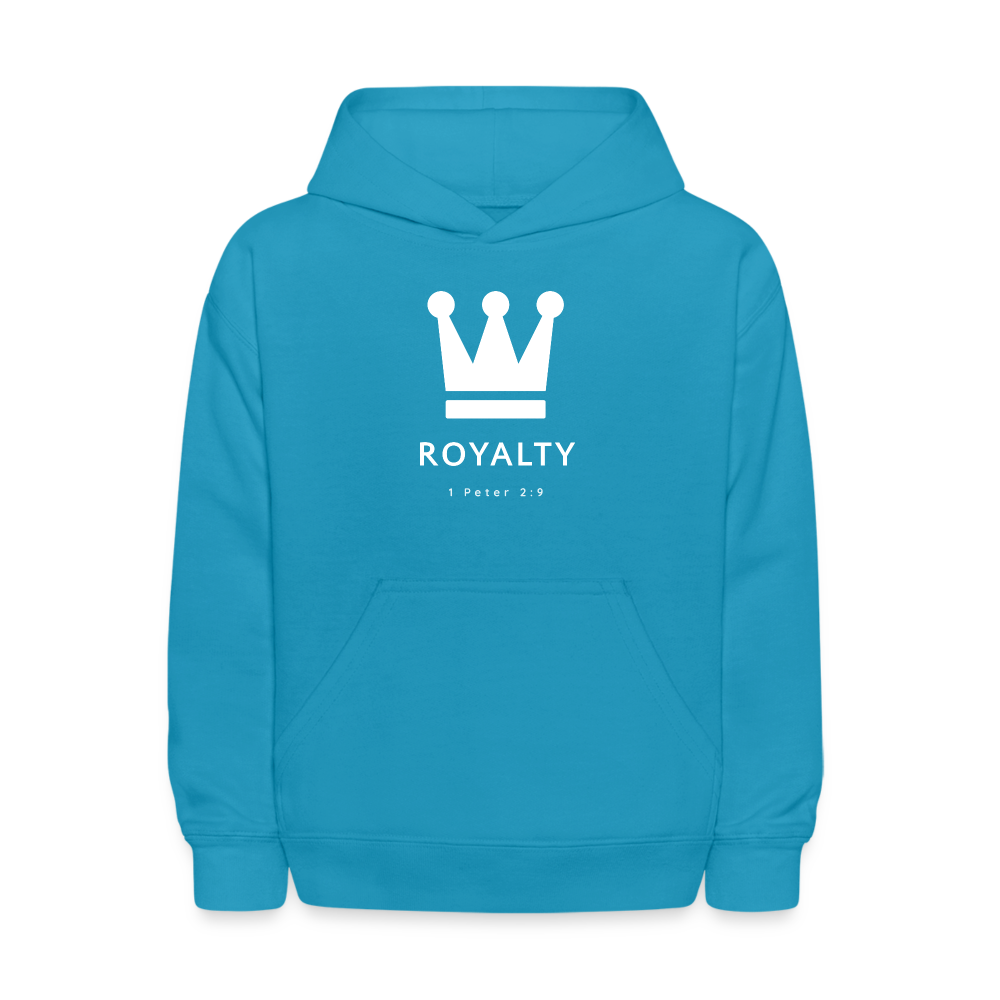 Kids' Be Royalty White Logo Hoodie - turquoise